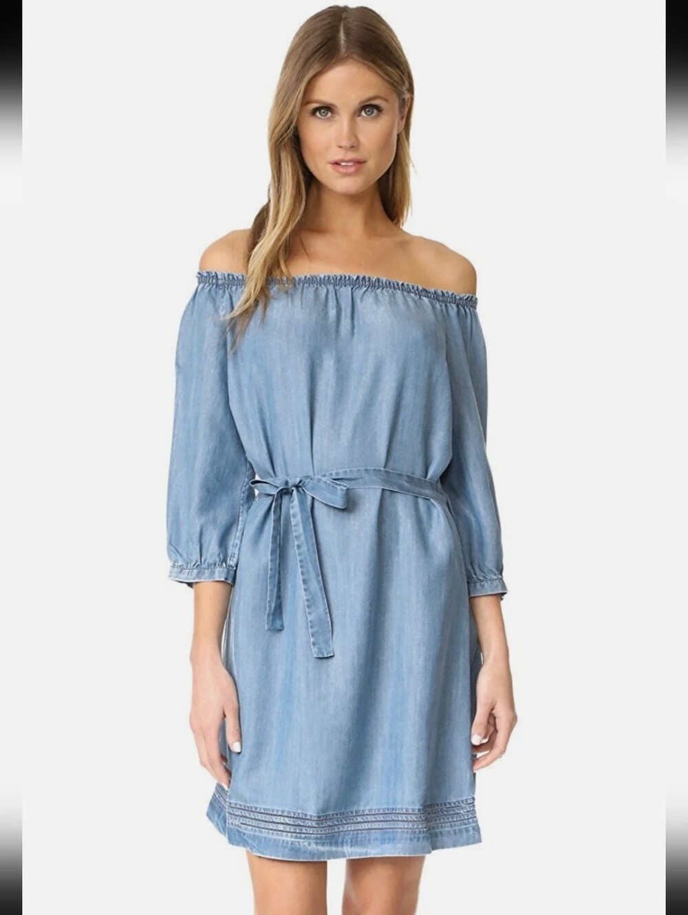 Paige Beatrice Off the Shoulder Chambray Dress XS Cordelia